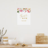 Einfaches Frühlingsblumen-Gästebuch-Party-Schild Poster (Küche)