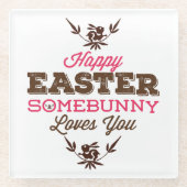 Einfaches Funny Text-Happy Oster Glasuntersetzer (Vorderseite)