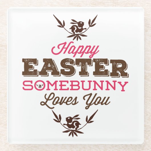Einfaches Funny Text-Happy Oster Glasuntersetzer (Vorderseite)