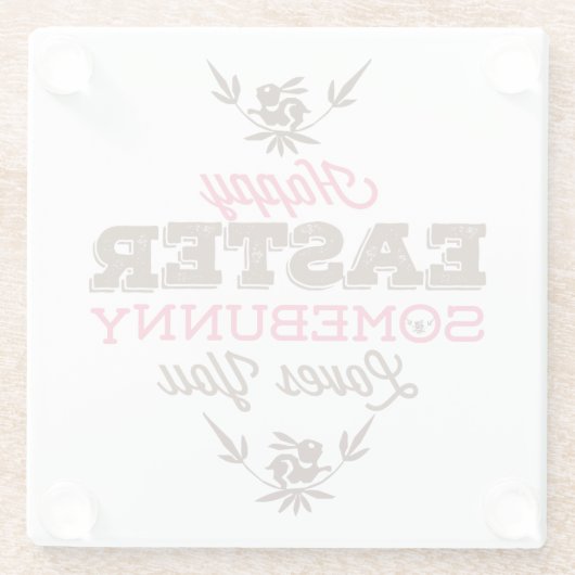 Einfaches Funny Text-Happy Oster Glasuntersetzer (Rückseite)