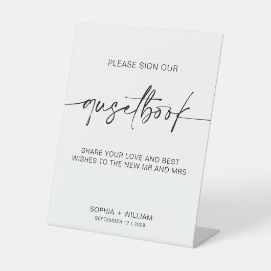 Einfaches Gästebuchzeichen | Unterschreiben Sie un Sockelschild (Vorderseite)