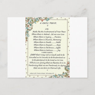 einfaches Gebet=st. francis=pope francis=florentin Postkarte