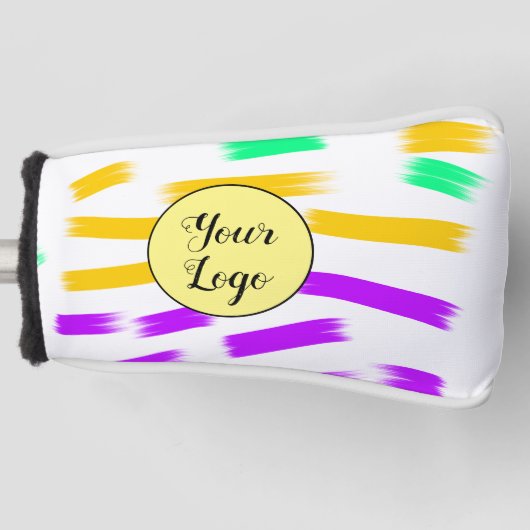 einfaches, gelbblaues Wasserfarbenlogo Golf Headcover (Vorderseite)