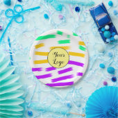 einfaches, gelbblaues Wasserfarbenlogo Pappteller (Party)