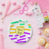 einfaches, gelbblaues Wasserfarbenlogo Pappteller (Party)