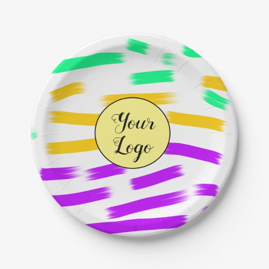 einfaches, gelbblaues Wasserfarbenlogo Pappteller (Vorderseite)