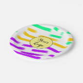 einfaches, gelbblaues Wasserfarbenlogo Pappteller (Schrägansicht)