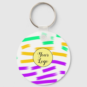 einfaches, gelbblaues Wasserfarbenlogo Schlüsselanhänger