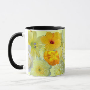 Einfaches gelbes Blumen-Wasserfarbenmuster-Kaffee Tasse