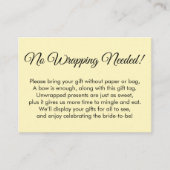 Einfaches gelbes Brautparty "Kein Wrapping erforde Begleitkarte (Vorderseite)