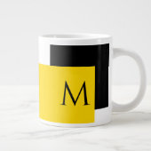 Einfaches gelbes Farbblock mit Monogramm-Initial Jumbo-Tasse (Rechts)