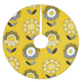 Einfaches gelbes Folklore-Muster Polyester Weihnachtsbaumdecke (Vorderseite)