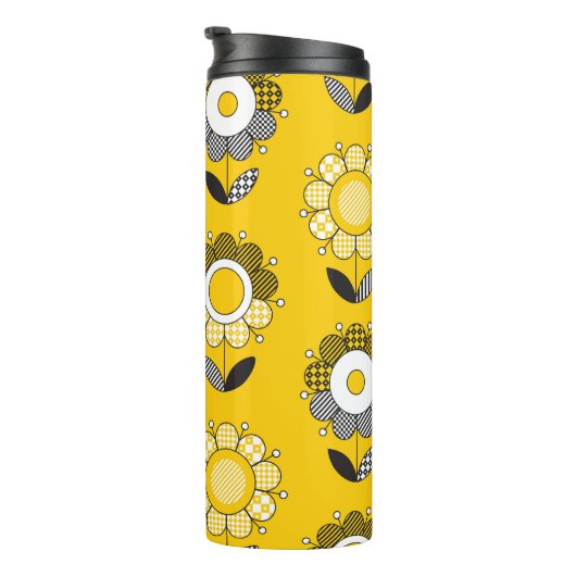 Einfaches gelbes Folklore-Muster Thermosbecher (Nach rechts gedreht)