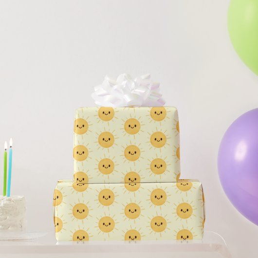Einfaches gelbes Happy Lächelndes Sonnenscheinmust Geschenkpapier (Partygeschenke)