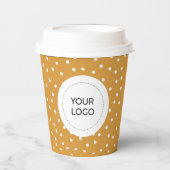 Einfaches gelbes Minimal-Business-Logo Pappbecher (Vorderseite)