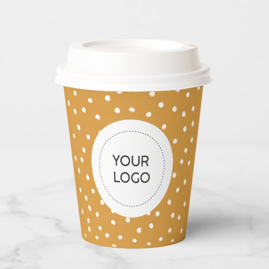 Einfaches gelbes Minimal-Business-Logo Pappbecher (Vorderseite)