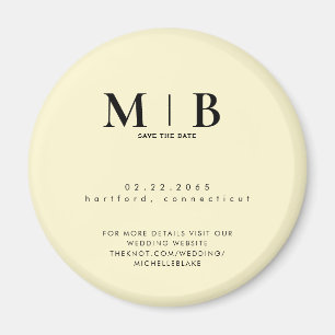 Einfaches gelbes Monogramm Hochzeit Termin merken Magnet