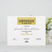 Einfaches Gelbgoldweißes Abschlusszeugnis (Stehend Vorderseite)