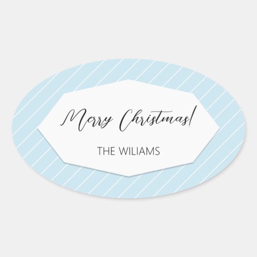 Einfaches geometrisches Blau Ovaler Aufkleber (Vorderseite)