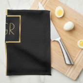 Einfaches geometrisches Design aus Schwarz und Gol Geschirrtuch (Viertel Falte)