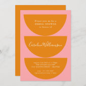 Einfaches geometrisches Rosa Orange Modernes Braut Einladung (Vorne/Hinten)