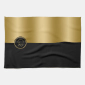 Einfaches geometrisches Schwarz-Gold-Design 2 Geschirrtuch (Horizontal)