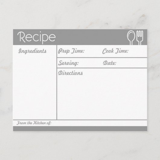 Einfaches, gerötetes Graurezept Postkarte (Vorderseite)