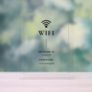 Einfaches Geschäfts-Wifi-Passwort und Netzwerk Acrylschild