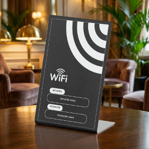Einfaches Geschäfts-Wifi-Passwort und Netzwerk Sockelschild