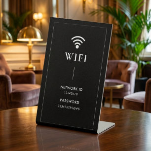 Einfaches Geschäfts-Wifi-Passwort und Netzwerk Sockelschild