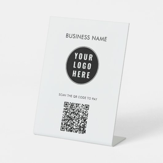 Einfaches Geschäftslogo modernes QR-Code benutzerd Sockelschild (Vorderseite)