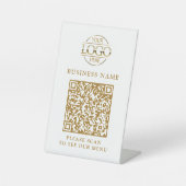 Einfaches Geschäftslogo QR-Code-Menü Berührungslos Sockelschild (Vorderseite)