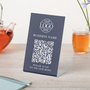 Einfaches Geschäftslogo QR-Code-Menü Kontaktlos Sockelschild