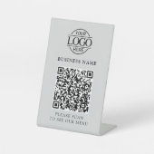 Einfaches Geschäftslogo QR-Code-Menü Kontaktlos Sockelschild (Vorderseite)