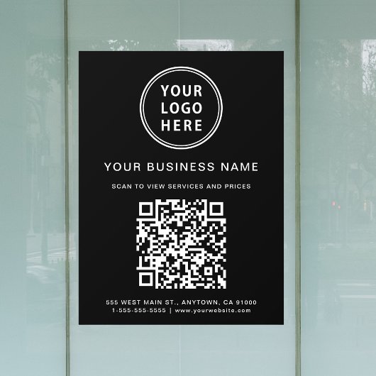 Einfaches Geschäftslogo QR-Code Schwarz Fensteraufkleber