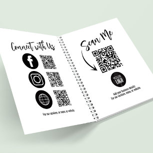 Einfaches Geschäftslogo QR-Code Social Media Notizblock