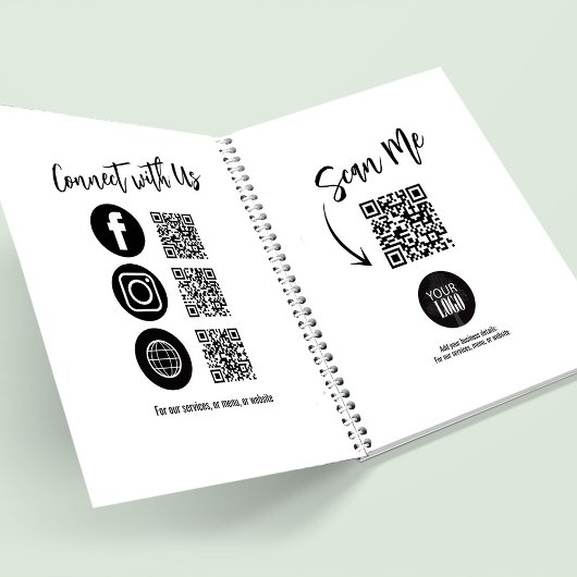 Einfaches Geschäftslogo QR-Code Social Media Planer