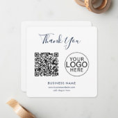 Einfaches Geschäftslogo und QR-Code Danke Mitteilungskarte (Vorderseite/Rückseite Beispiel)