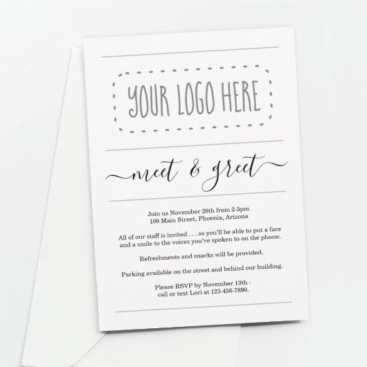 Einfaches Geschäftstreffen und Gruß - Logo hinzufü Einladung