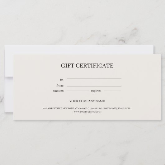 Einfaches Geschenkgutachten für minimale Geschäfte (Rückseite)