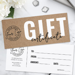 Einfaches Geschenkgutschein aus Kraftpapier für Un