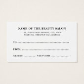 Einfaches Geschenkgutschein für Elegante Unternehm (Rückseite)