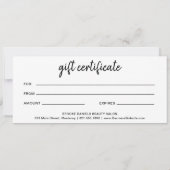 Einfaches Geschenkgutschein für Elegante Unternehm (Rückseite)