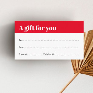 Einfaches Geschenkgutschein in Rot-Weiß Rabattkarte