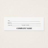 Einfaches Geschenkzertifikat für moderne Autofahre (Rückseite)