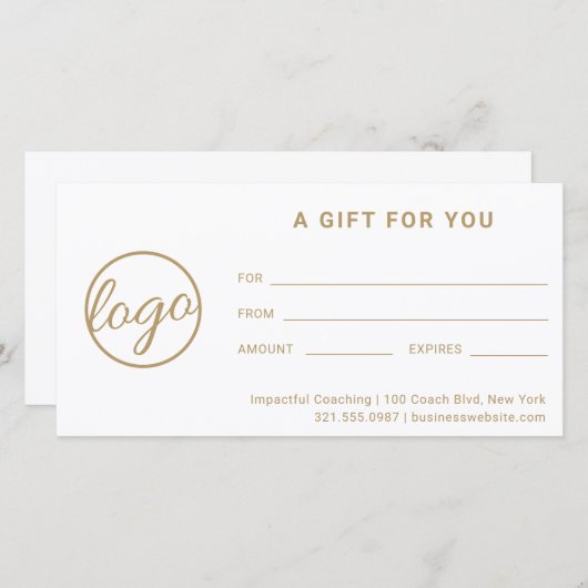 Einfaches Geschenkzertifikat für moderne Gold-Logo (Vorne/Hinten)