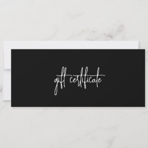 Einfaches Geschenkzertifikat für moderne schwarze