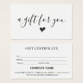 Einfaches Geschenkzertifikat für moderne Unternehm (Vorne & Hinten)