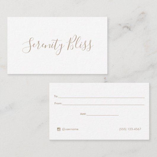 Einfaches Geschenkzertifikat für Skriptkalligraphi Visitenkarte (Vorne/Hinten)
