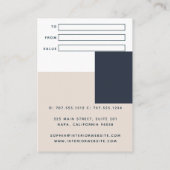 einfaches Geschenkzertifikat mit moderner Geometri Visitenkarte (Rückseite)